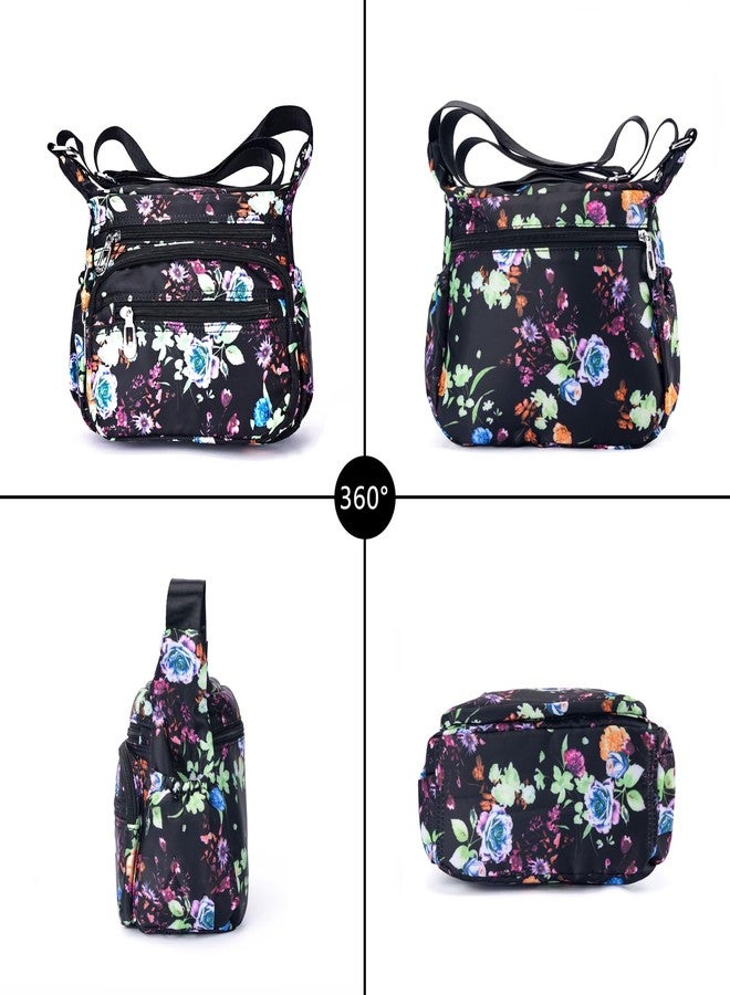 Pealwel Women Shoulder Handbag Roomy Multiple Pockets Bag Ladies Crossbody Purse Tote Top Handle Satchel, Small Floral - Image 2
