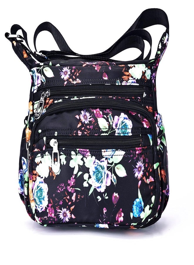 Pealwel Women Shoulder Handbag Roomy Multiple Pockets Bag Ladies Crossbody Purse Tote Top Handle Satchel, Small Floral - Image 1