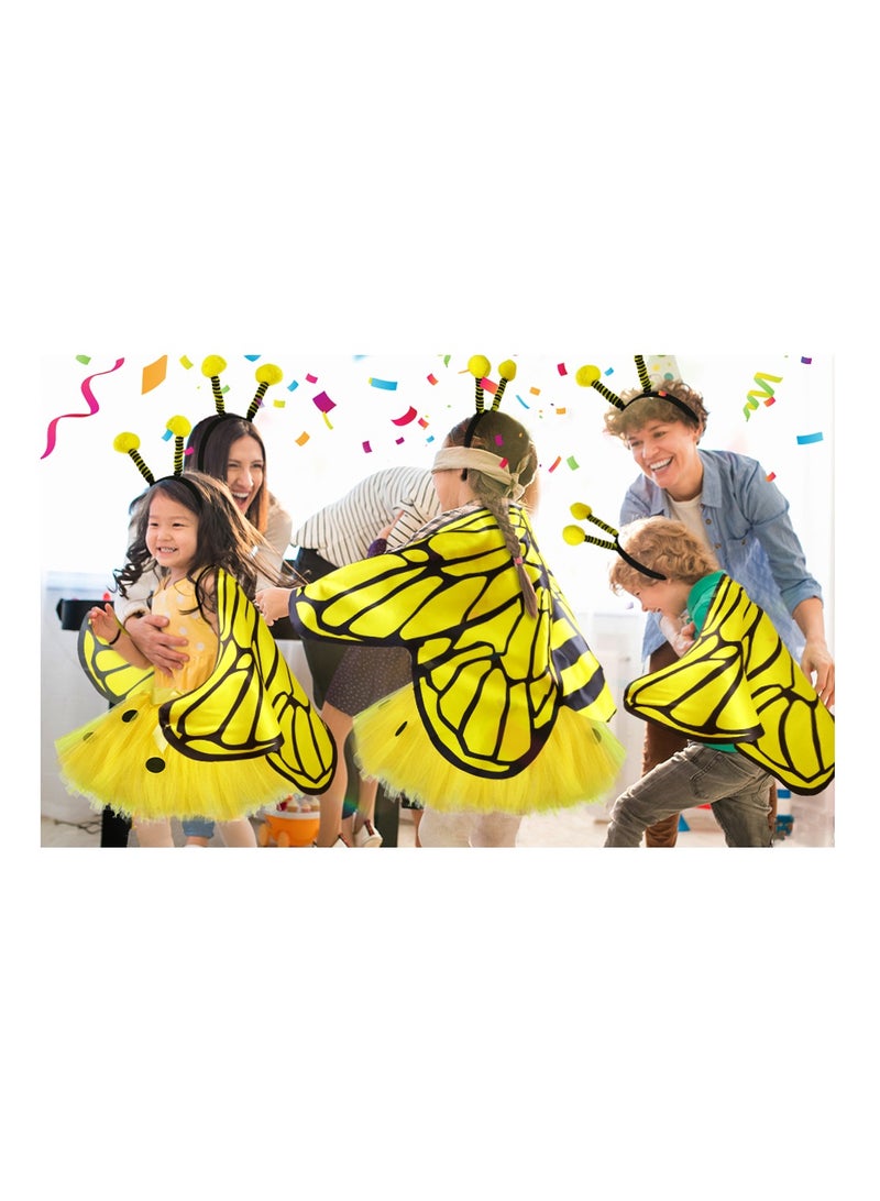 SYOSI Girls Bee Costume with Tutu and Headband 3Pcs Fairy Wings Toddler Toys Dress Up for Play for Kids 3 to 9 Bug Party Supplies - Image 3