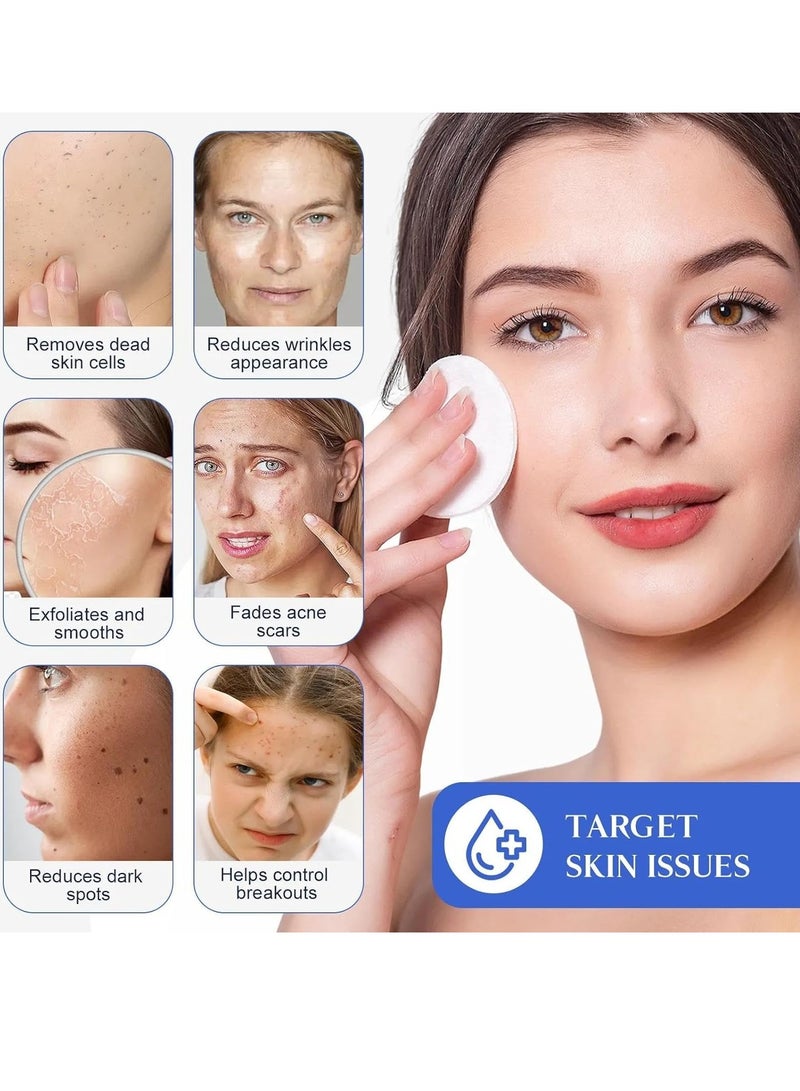 IKZEE 60Pcs Glycolic Acid Facial Pads 10% Glycolic Acid for Refined Pores and 2% Salicylic acid for Exfoliation Reduce Wrinkles Dead Skin Dark Spot Exfoliates Fade Acne Scars Deep Nourishment Cleansing Pads  - Image 2