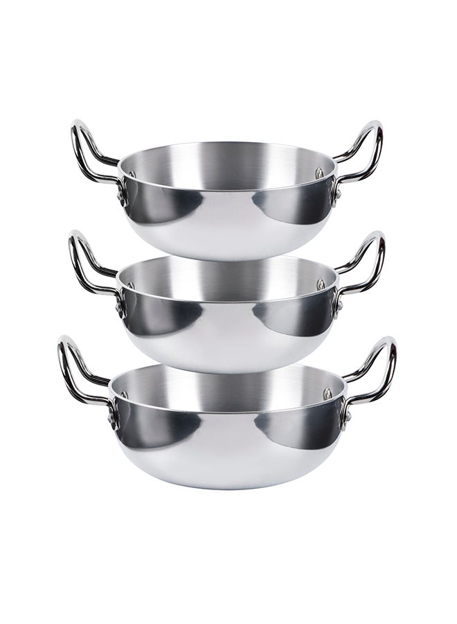 Kitchenmark طقم مقالي عميقة من الألومنيوم مكون من 3 قطع 17 سم، 19 سم، 21 سم - مصقولة بالمرآة  - Image 2