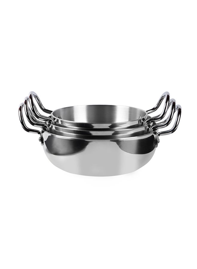 Kitchenmark طقم مقالي عميقة من الألومنيوم مكون من 3 قطع 17 سم، 19 سم، 21 سم - مصقولة بالمرآة  - Image 1