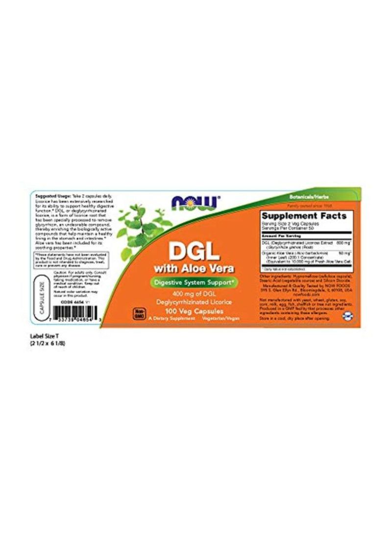 Now Foods DGL With Aloe Vera Dietary Supplement 400mg - 100 Capsules - Image 3