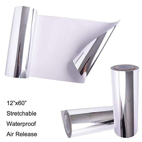 VINYL FROG Car Wrap Vinyl 12 Inches x 60 Inches Chrome Mirror Silver Self Adhesive Film DIY Decals Roll Air Release Technology - Image 2