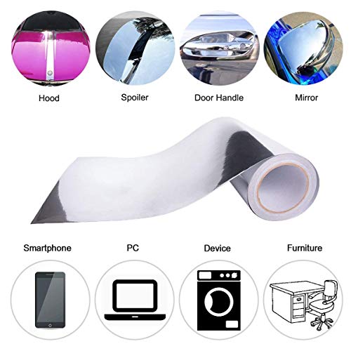 VINYL FROG Car Wrap Vinyl 12 Inches x 60 Inches Chrome Mirror Silver Self Adhesive Film DIY Decals Roll Air Release Technology - Image 3
