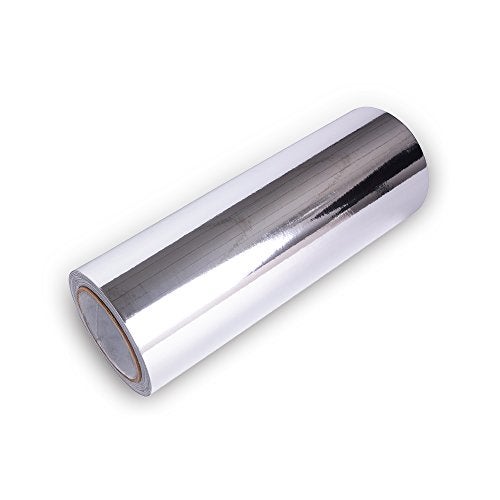 VINYL FROG Car Wrap Vinyl 12 Inches x 60 Inches Chrome Mirror Silver Self Adhesive Film DIY Decals Roll Air Release Technology - Image 1