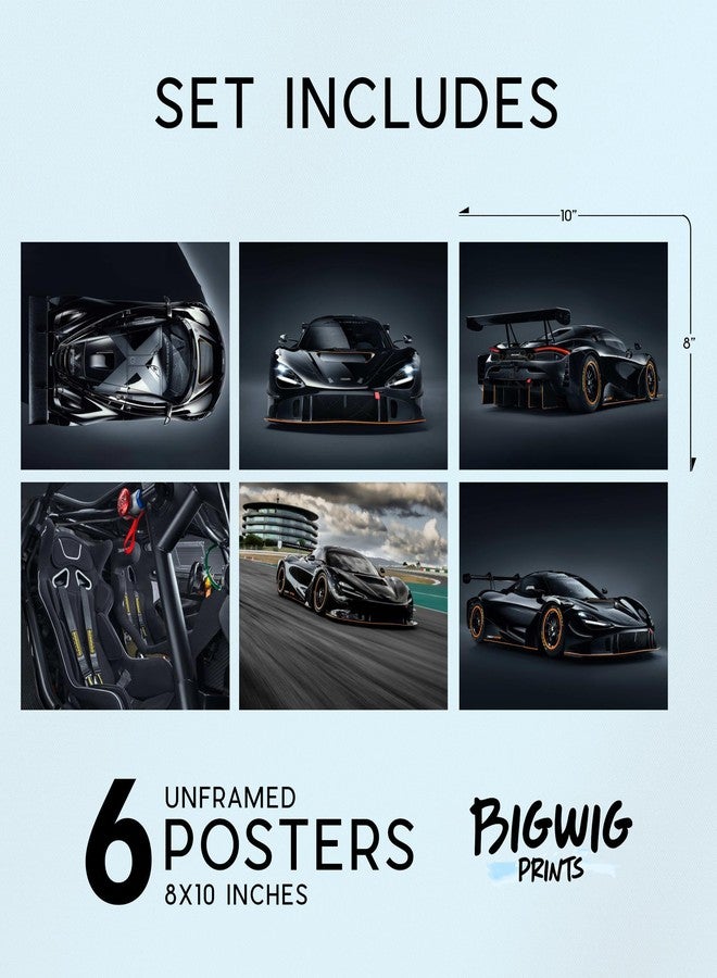 BigWig Prints McLaren Poster - McLaren 720S GT3X Wall Art, Racing Prints, Sports Car Decor for Boys, Modern Racing Wall Art for Bedroom or Garage, Cool Automotive Posters - Unframed Set of 6 (8x10) - Image 2