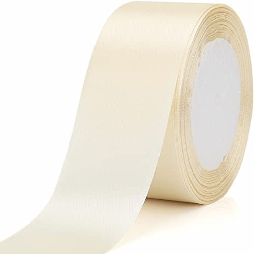 Nsilu 25 Yards 1-1/2 inches Wide Satin Ribbon Suitable for Wedding, Party and Gift Box Packaging Ribbon (Rice White, 1-1/2") - Image 2