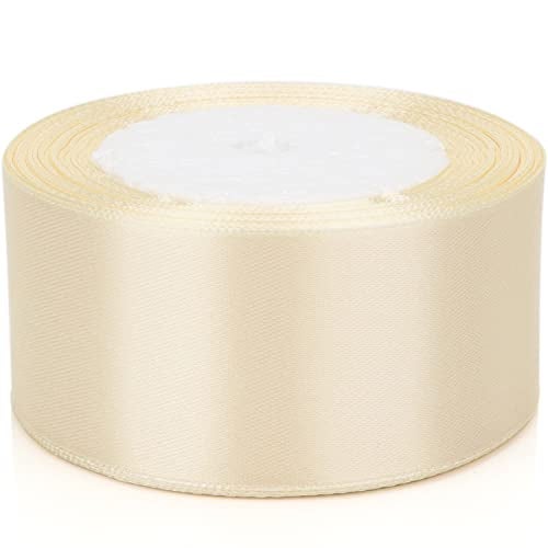 Nsilu 25 Yards 1-1/2 inches Wide Satin Ribbon Suitable for Wedding, Party and Gift Box Packaging Ribbon (Rice White, 1-1/2") - Image 4