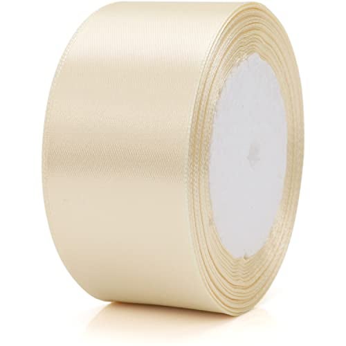 Nsilu 25 Yards 1-1/2 inches Wide Satin Ribbon Suitable for Wedding, Party and Gift Box Packaging Ribbon (Rice White, 1-1/2") - Image 3