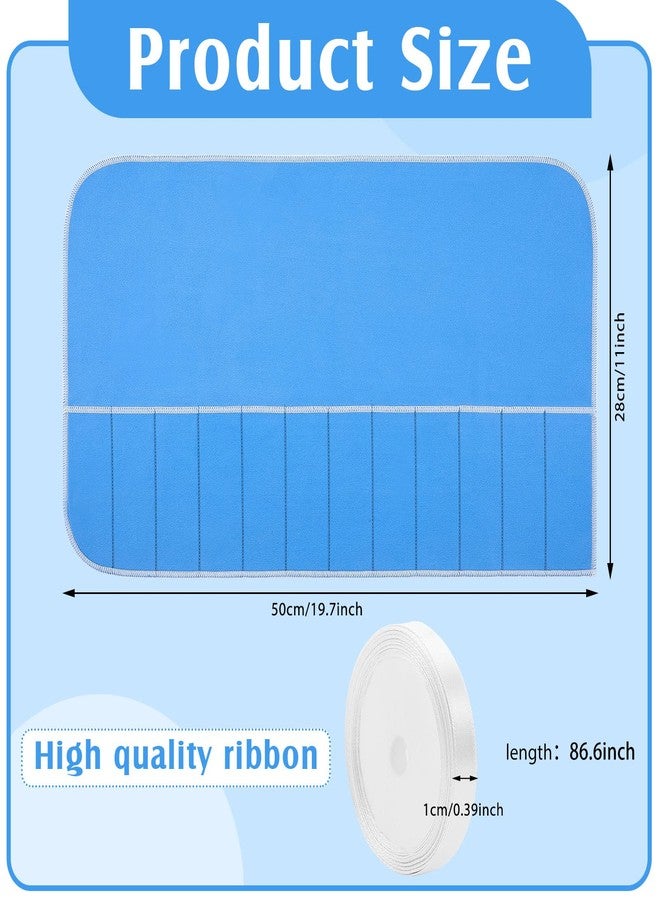Saintrygo 6 Pieces Silver Storage Bags Anti Tarnish Silver Protector Bags Blue Holder for Silverware Flatware Storage Organizer Cloth Place Setting Roll with White Ribbon for Kitchen Utensils - Image 2