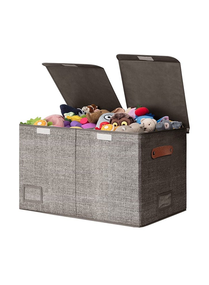 JOGAMS Toys Organizer Toy Chest with Lids Foldable Toy Storage Organizer with Handles, Stuffed Animal Storage for Nursery Room Playroom, Living Room, Large Toy Box for Boys and Girls Gray - Image 1