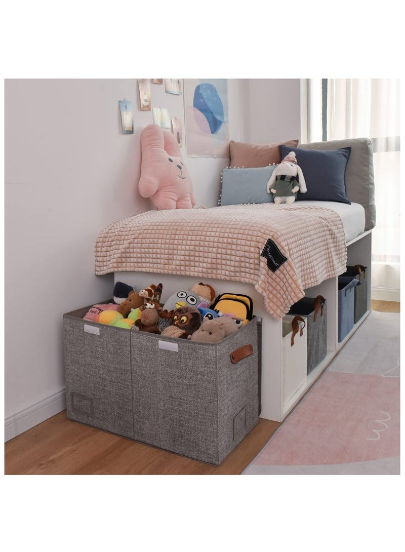 JOGAMS Toys Organizer Toy Chest with Lids Foldable Toy Storage Organizer with Handles, Stuffed Animal Storage for Nursery Room Playroom, Living Room, Large Toy Box for Boys and Girls Gray - Image 2