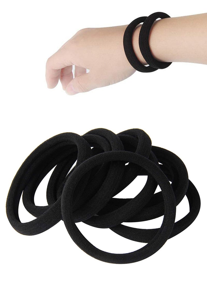 ليليت عبوة من 25 ربطة شعر قطنية كبيرة باللون الأسود للشعر الكثيف والمجعد والثقيل – حلاقات مطاطية لذيل الحصان بعرض 5.5 سم – لا تسبب تلف، ولا تنزلق - Image 1