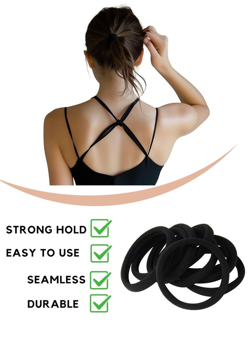 ليليت عبوة من 25 ربطة شعر قطنية كبيرة باللون الأسود للشعر الكثيف والمجعد والثقيل – حلاقات مطاطية لذيل الحصان بعرض 5.5 سم – لا تسبب تلف، ولا تنزلق - Image 3