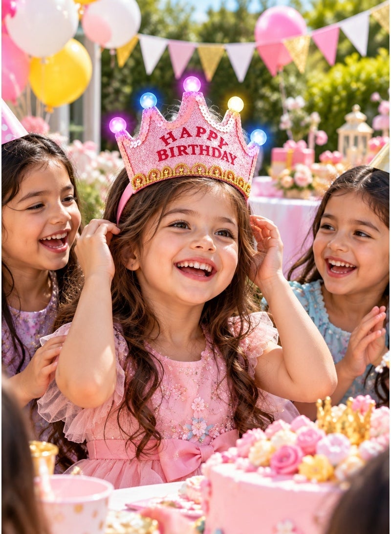 بارتي تايم تاج عيد ميلاد سعيد بإضاءة LED، قبعة عيد ميلاد، طوق رأس على شكل تاج لعيد الميلاد، قبعة حفلات أعياد الميلاد، تاج عيد ميلاد مضيء، قبعة حفلات، إكسسوارات احتفالات أعياد الميلاد للأولاد والبنات - Image 4