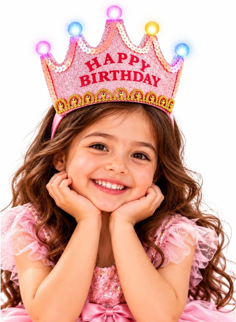 بارتي تايم تاج عيد ميلاد سعيد بإضاءة LED، قبعة عيد ميلاد، طوق رأس على شكل تاج لعيد الميلاد، قبعة حفلات أعياد الميلاد، تاج عيد ميلاد مضيء، قبعة حفلات، إكسسوارات احتفالات أعياد الميلاد للأولاد والبنات - Image 2