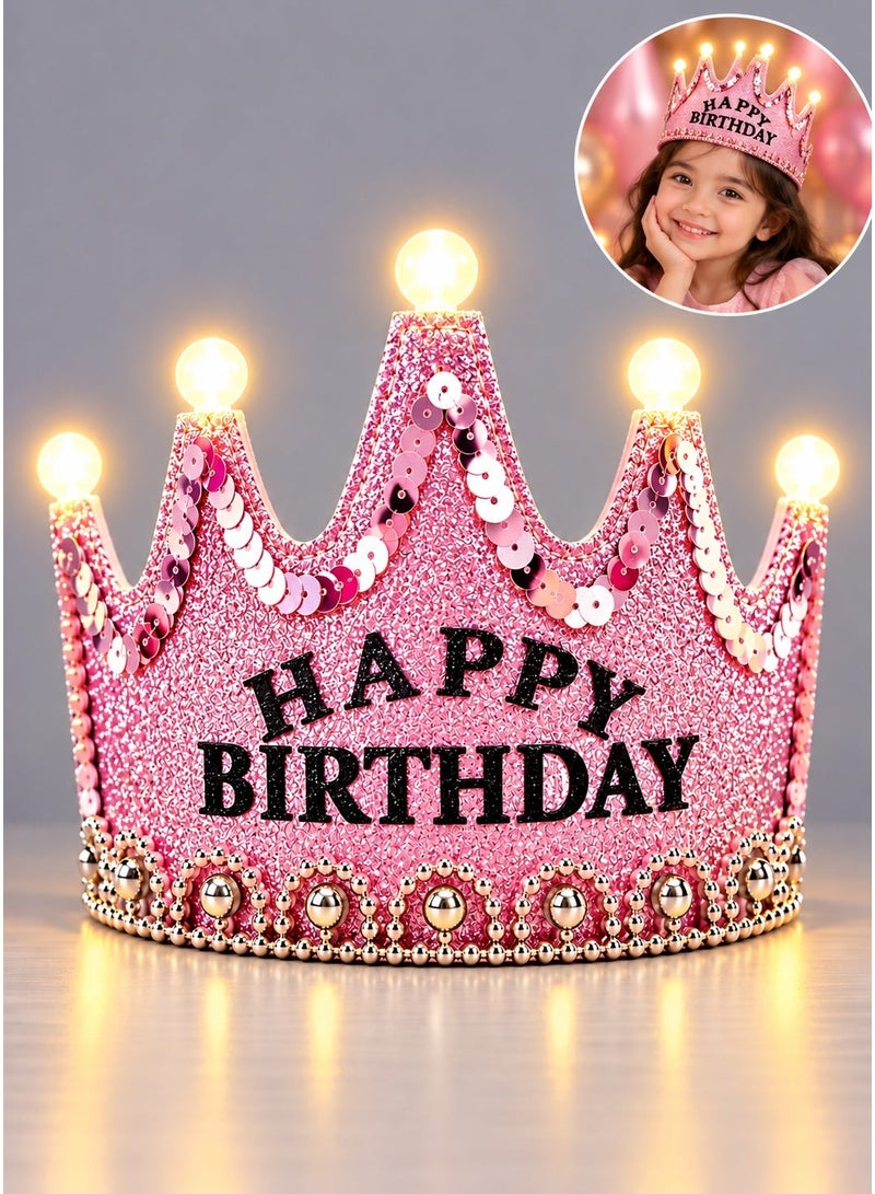 بارتي تايم تاج عيد ميلاد سعيد بإضاءة LED، قبعة عيد ميلاد، طوق رأس على شكل تاج لعيد الميلاد، قبعة حفلات أعياد الميلاد، تاج عيد ميلاد مضيء، قبعة حفلات، إكسسوارات احتفالات أعياد الميلاد للأولاد والبنات - Image 1