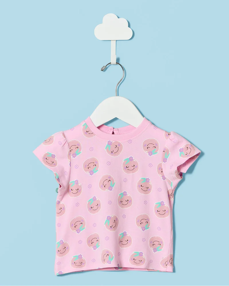 REDTAG Infant Girls Pink Printed T-Shirt