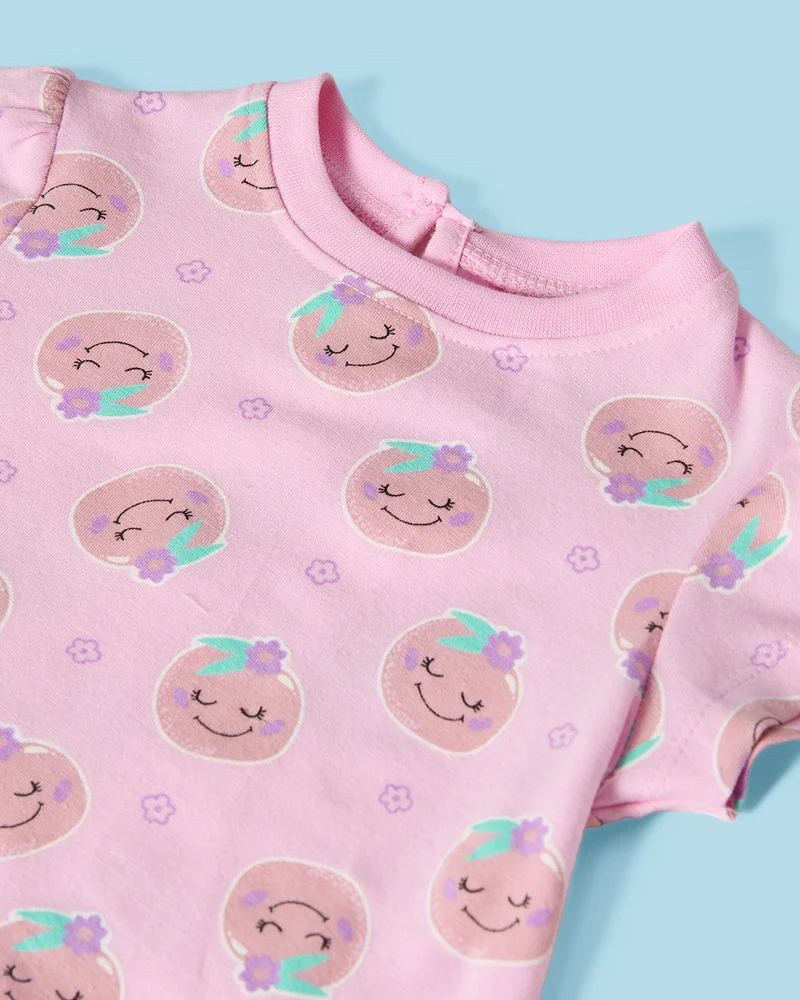 REDTAG Infant Girls Pink Printed T-Shirt