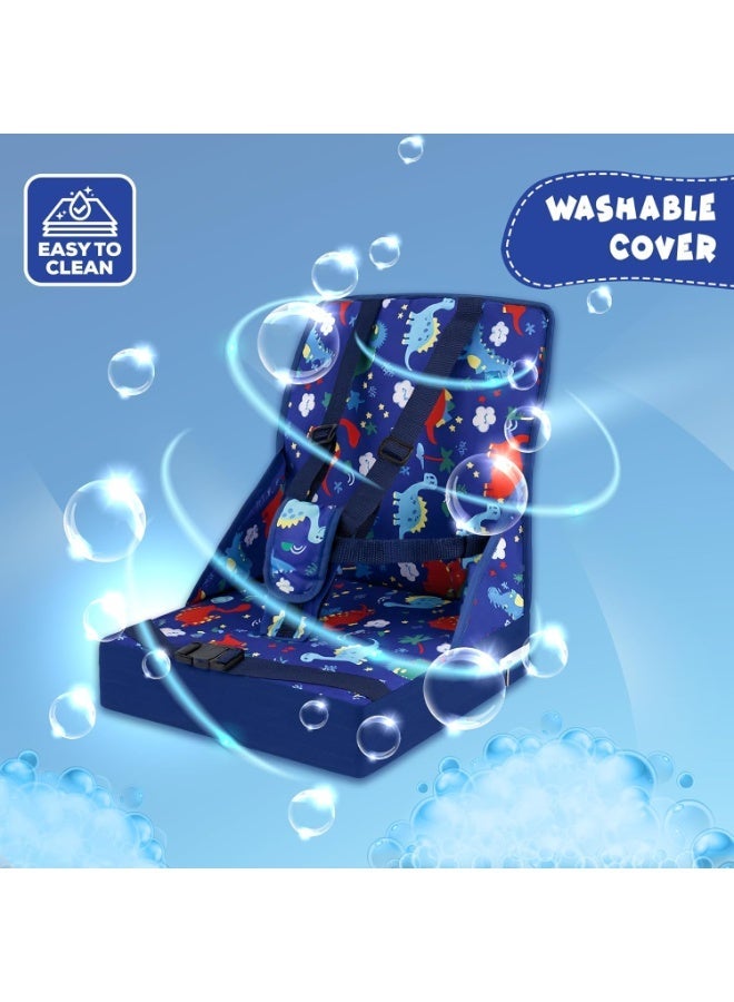 UKR Dinosaur Toddler Booster Seat for Dining Table Portable, Foldable Cushion with Safety Harness and Chair Pad for Kids with Washable Cover, Non-Slip - Image 5