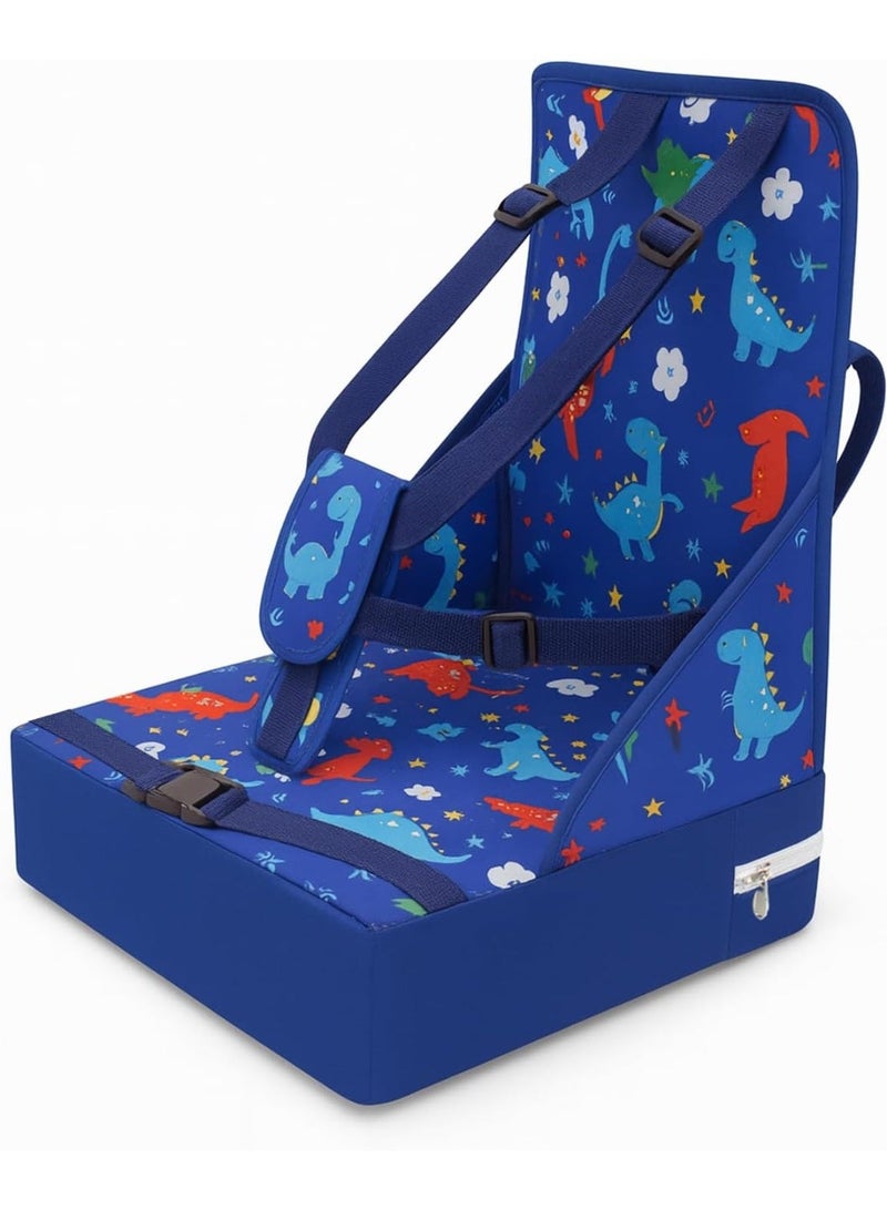 UKR Dinosaur Toddler Booster Seat for Dining Table Portable, Foldable Cushion with Safety Harness and Chair Pad for Kids with Washable Cover, Non-Slip - Image 2
