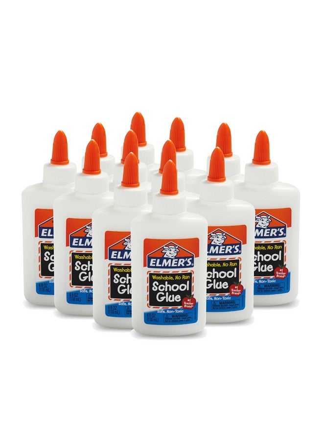 إلمرز غراء مدرسة سائل من Elmers، غراء الوحل وغراء الحرف اليدوية | قابل للغسل، 4 أونصات لكل منهما، رائع لصنع الوحل، 12 قطعة - Image 1