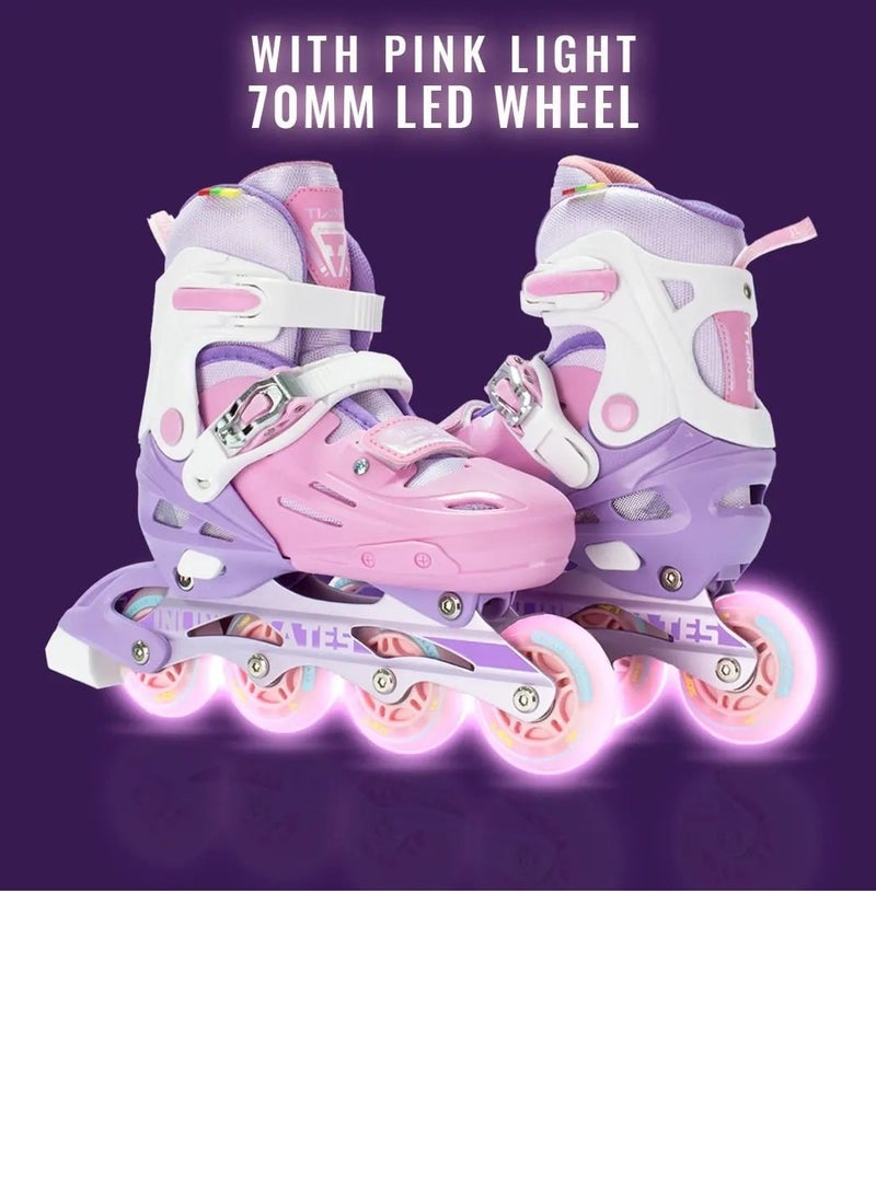 OVERS Inline and Roller Skates Shoes with All Wheels LED Lights Complete Set include Helmet and Protection - Image 3