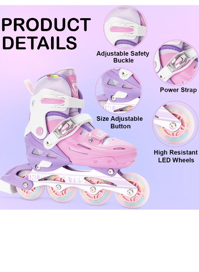 OVERS Inline and Roller Skates Shoes with All Wheels LED Lights Complete Set include Helmet and Protection - Image 4