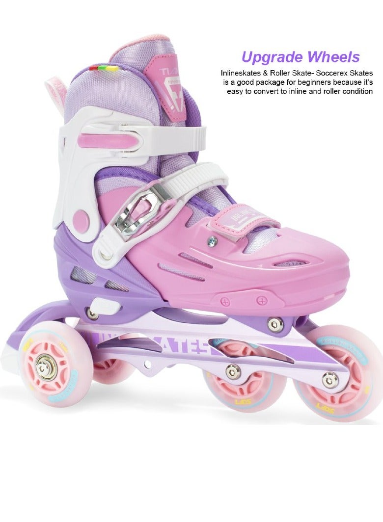 OVERS Inline and Roller Skates Shoes with All Wheels LED Lights Complete Set include Helmet and Protection - Image 5