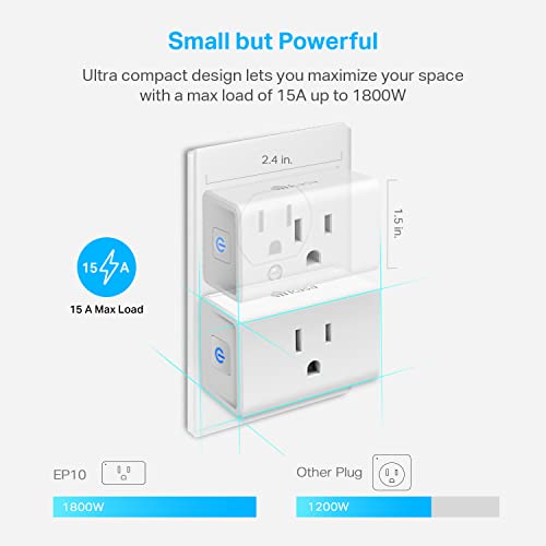 Kasa Smart Plug Mini 15A, Smart Home Wi-Fi Outlet Works with Alexa, Google Home & IFTTT, No Hub Required, UL Certified, 2.4G WiFi Only, 4-Pack(EP10P4) , White - Image 4