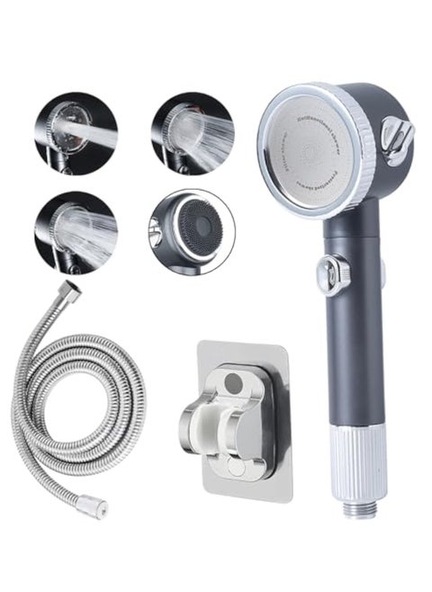 High Pressure Shower Head, Shower Head with Handheld, 3 Spray Modes, Handheld Shower Head with Skin Massager, One Key On Off, Water Saving, with Stainless Hose and Adjustable Self-Adhesive Braket