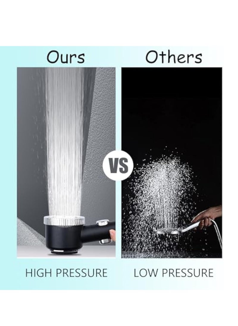 High Pressure Shower Head, Shower Head with Handheld, 3 Spray Modes, Handheld Shower Head with Skin Massager, One Key On Off, Water Saving, with Stainless Hose and Adjustable Self-Adhesive Braket