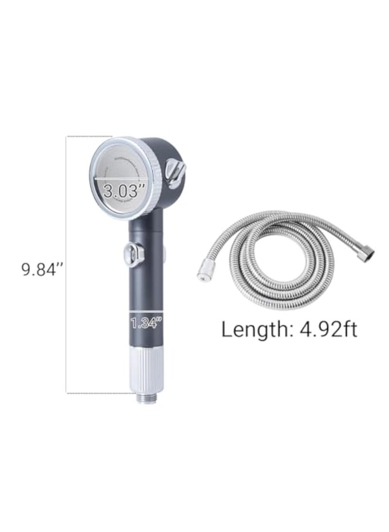 High Pressure Shower Head, Shower Head with Handheld, 3 Spray Modes, Handheld Shower Head with Skin Massager, One Key On Off, Water Saving, with Stainless Hose and Adjustable Self-Adhesive Braket