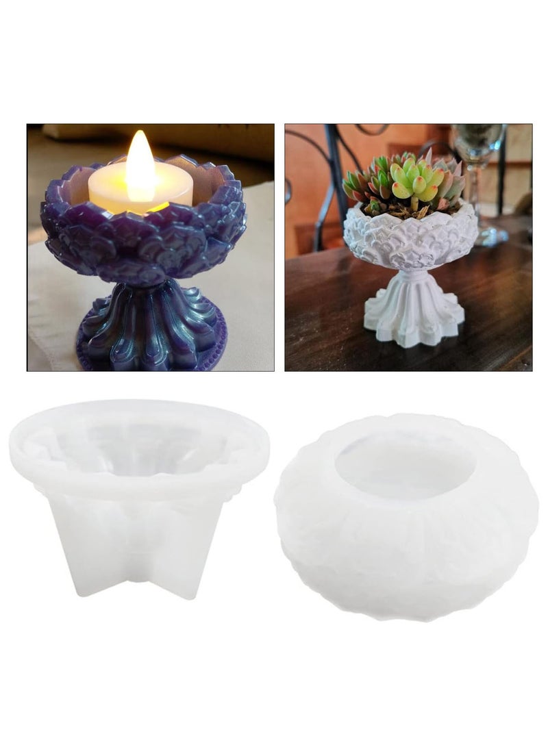 GGOOT DIY Lotus-Candlestick Silicone Mold Lotus Bracket Resin Mold Lotus Tray Ornaments Epoxy Casting Mold Home Decoration holder mold - Image 2