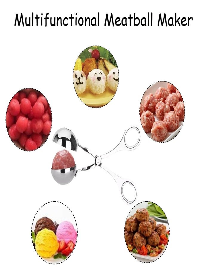 Anglepingping 2 Pack Stainless Steel Meat Baller Ball Maker Meatball Scoop None-Stick Baller Tongs Meat Ball Maker Mold Cake Pop,Ice Tongs,Meatball Maker Tool for Kitchen Cooking (1.38") - Image 4