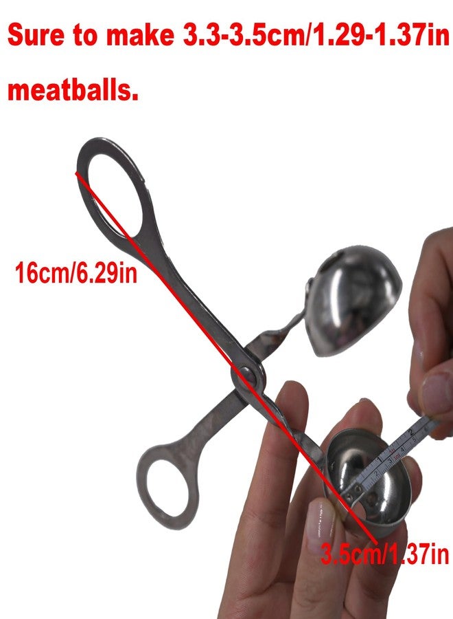 Anglepingping 2 Pack Stainless Steel Meat Baller Ball Maker Meatball Scoop None-Stick Baller Tongs Meat Ball Maker Mold Cake Pop,Ice Tongs,Meatball Maker Tool for Kitchen Cooking (1.38") - Image 2
