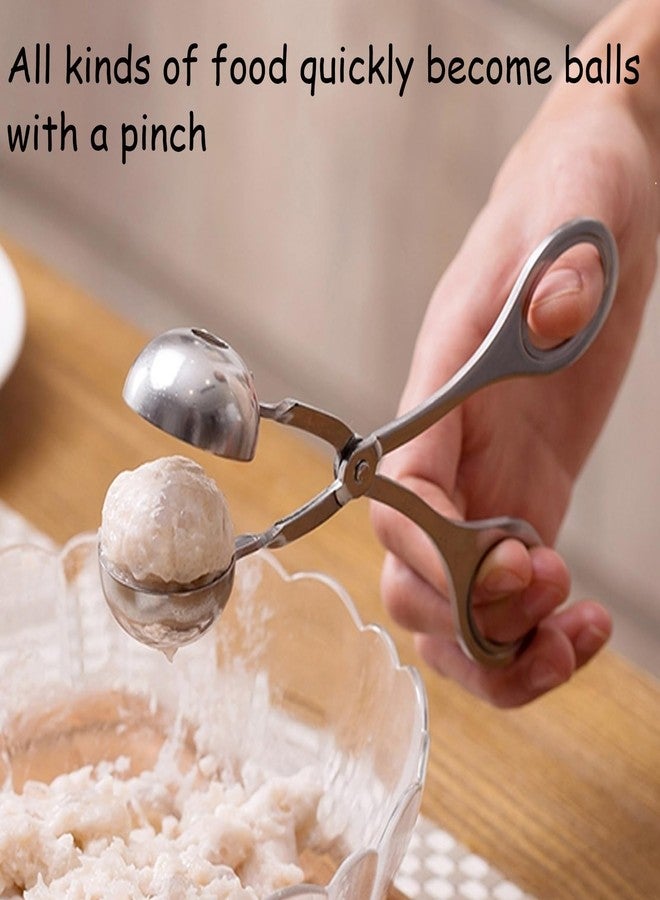 Anglepingping 2 Pack Stainless Steel Meat Baller Ball Maker Meatball Scoop None-Stick Baller Tongs Meat Ball Maker Mold Cake Pop,Ice Tongs,Meatball Maker Tool for Kitchen Cooking (1.38") - Image 5