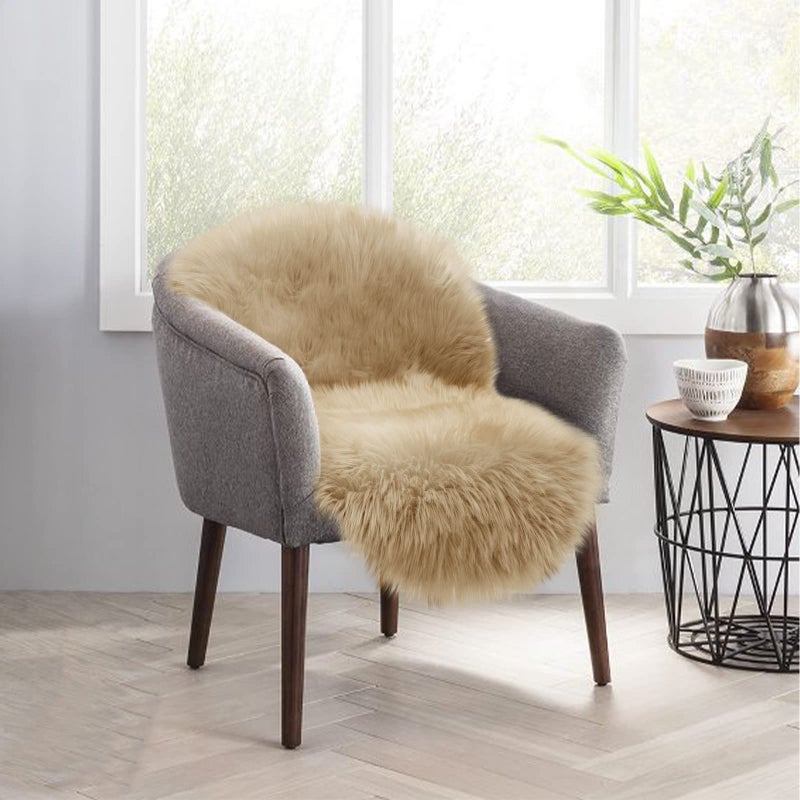 Tangsoo Faux Fur Rug Sofa Chairs Cover, Beige Small Rug for Bedroom, 2X3 Shaggy Furry Rugs for Kids Room, Shag Fluffy Rugs for Nursery Room, Soft Fuzzy Plush Carpet - Image 2