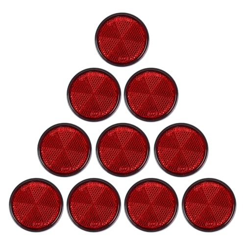 Yinaolan 10 Pack Red Self Adhesive Round Reflectors E9 Approval Road Safety Stickon Rear Reflectors for Trailer Caravan Truck Lorry or Agricultural Machines - Image 1