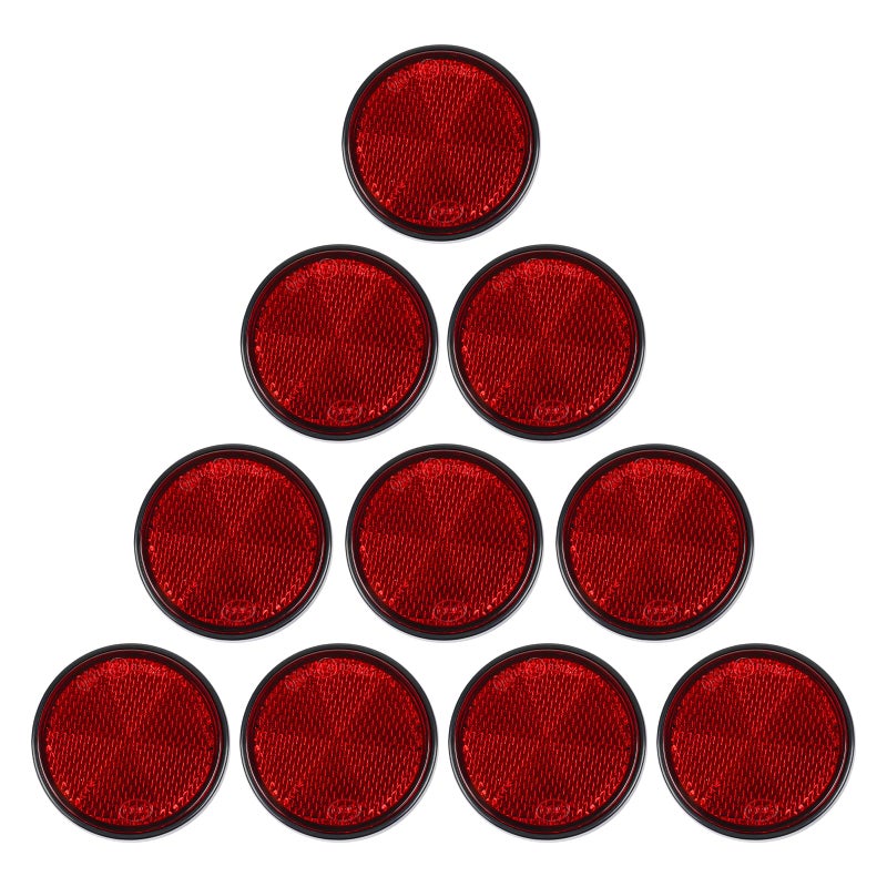 Yinaolan 10 Pack Red Self Adhesive Round Reflectors E9 Approval Road Safety Stickon Rear Reflectors for Trailer Caravan Truck Lorry or Agricultural Machines - Image 3