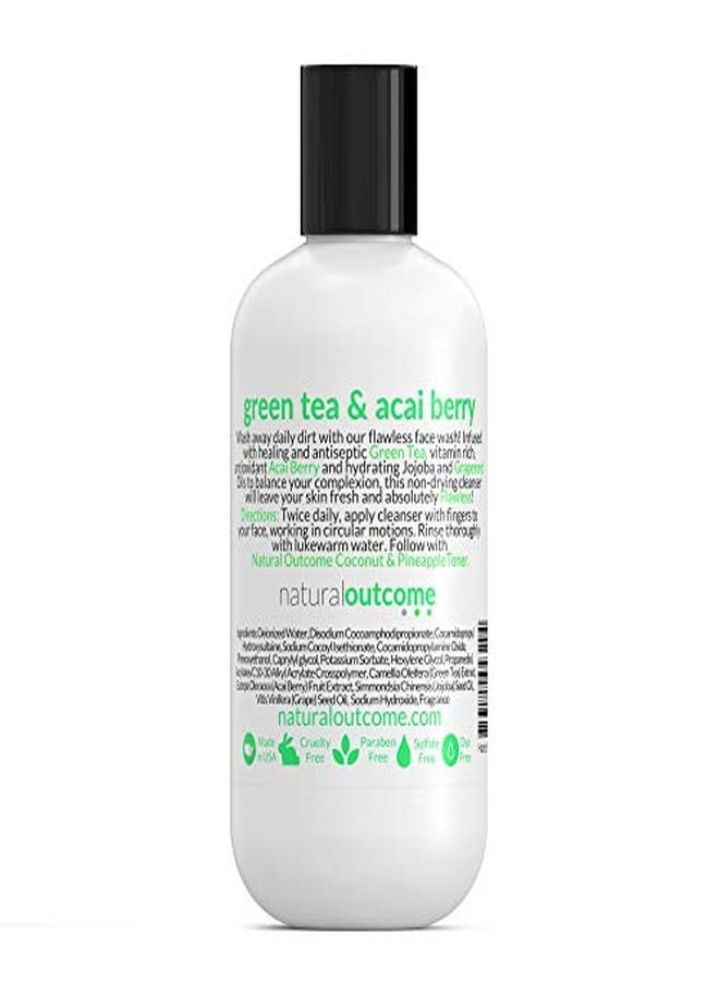 natural outcome - N Flawless Facial Cleanser Green Tea & Acai Berry By Skincare, Face Wash And Cleansing Gel For Men & Women Cruelty Free 8 Oz - Image 1