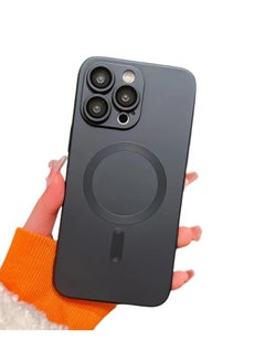 Luxury Silicone Magnetic Case for Apple Iphone 14 pro max Wireless Charging Protective Shockproof Back Cover, Black
