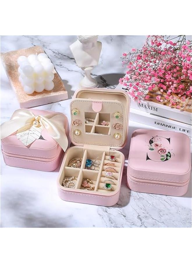 Arabest glass cups with lids and straws,bridesmaid proposal gifts,Initia glass cups,Travel Must Have Jewelry Box,iced coffee cups,Travel Gifts for Women Girls,Birthday Gifts,Initial A pink - Image 5