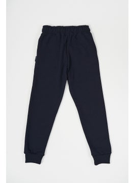 mmetalic Metallic Navy Blue Thick Cotton Elastic Waist and Leg Pocket 5-6-7-8-9-10-11-12 Years Old Boy Tracksuit Bottoms  - Image 5