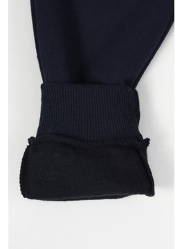 mmetalic Metallic Navy Blue Thick Cotton Elastic Waist and Leg Pocket 5-6-7-8-9-10-11-12 Years Old Boy Tracksuit Bottoms  - Image 4