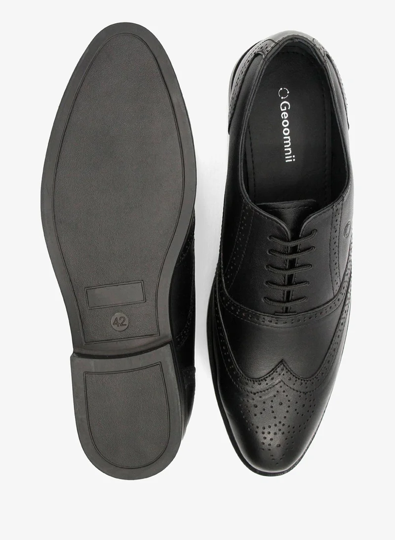 Geoomnii Black Formal Lace-Up Shoes for Men – Elegant & Comfortable Office Footwear for Men | Best Price UAE