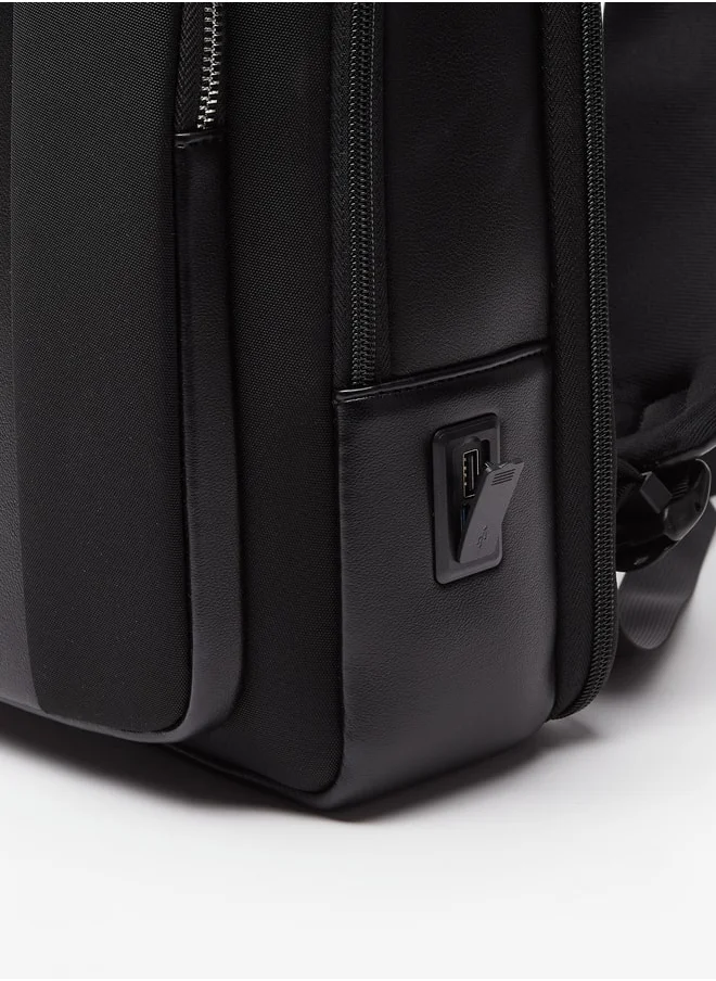 دوتشيني Men's Solid Backpack with Adjustable Shoulder Straps and USB Port