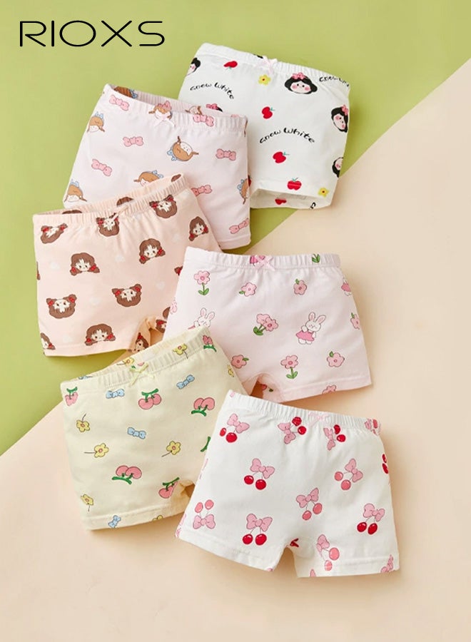 ريوكس بوكسرات بناتي صغيرات، ملابس داخلية ناعمة وجيدة التهوية بطبعة أميرة كرتونية، قماش ماص للرطوبة، عبوة من 4 قطع - Image 1