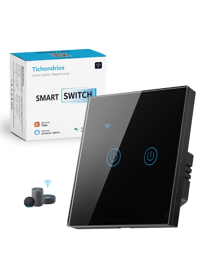 Tichondrius WiFi Smart Switch, Smart Touch Light Switch work with Tuya Smart APP, WiFi & Voice Control, Alexa/Google Home Compatible, Easy Installation - Image 1